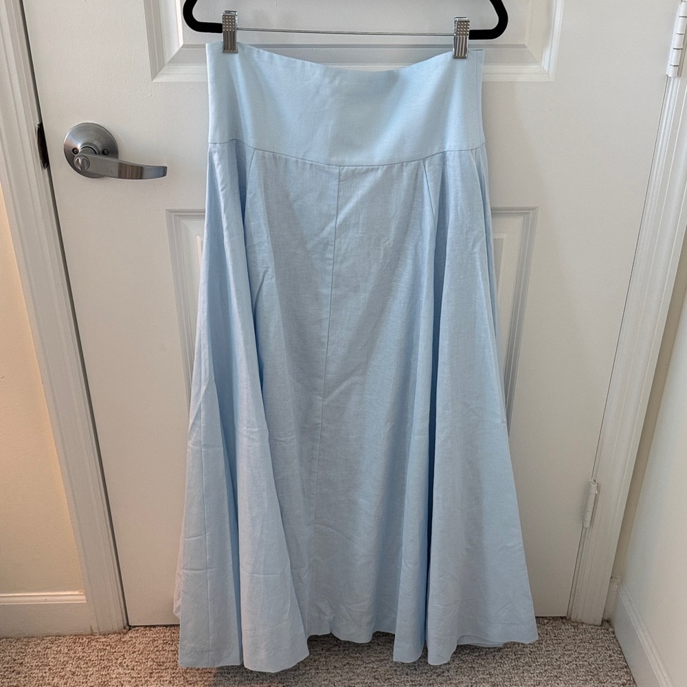 Vita Grace Rossala Linen Button Top and Skirt in Sky Blue - Size Large NWT - Picture 5 of 9